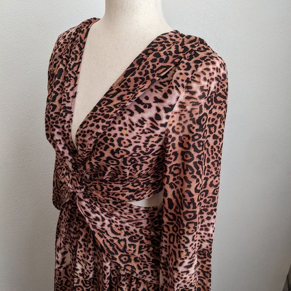 Anthropologie Ranna Gill Cutout Animal Print Midi Dress - Picture 6 of 11